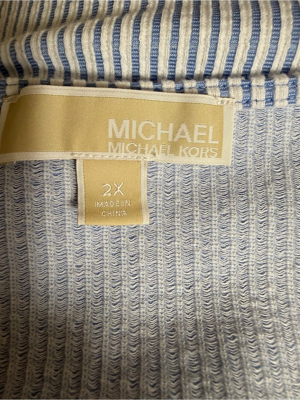 Michael Kors Light Blue Striped Wrap Blouse size 2X